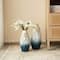 Glitzhome® Abstract Ombre Blue & Gold Metal Floor Vases Set